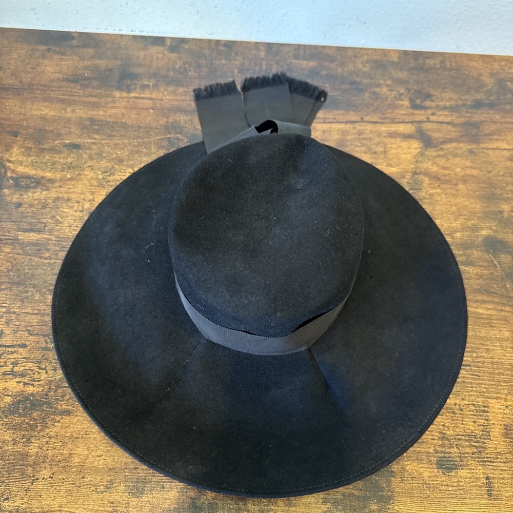 Vintage Thornton NYC Black Cocktail Hat – Fur Felt Merrimac Body – SIZE 22 1/2